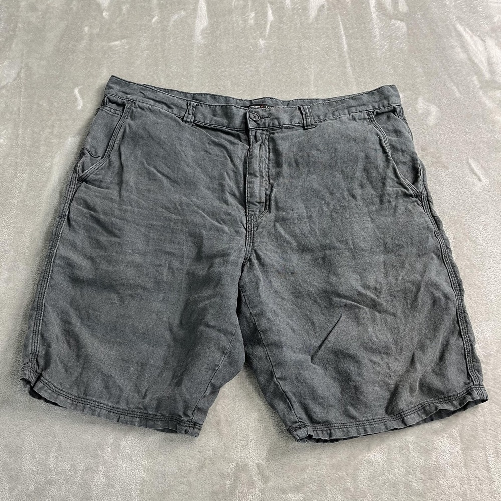 John Varvatos U.S.A. Shorts Mens 38 Gray Linen Chino Lightweight Slash Pockets